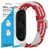 Beline pasek Mi Band 3/4 Textilered/white  czerwony/biały