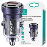 USAMS Ład. sam. C35 USB+USB-C 45WFast Charge fioletowy/purple CC175CC02 (US-CC175)