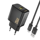 Ładowarka sieciowa Dudao A27STEU 25W GaN USB-A z kablem USB-A - USB-C - czarna