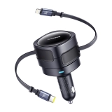 Ładowarka samochodowa Baseus Enjoyment Max z kablami USB-C+Lightning 60W Czarny