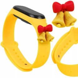 Strap Xmas opaska do Xiaomi Mi Band 6 / Mi Band 5 świąteczny silikonowy pasek bransoletka żółty (dzwonki)