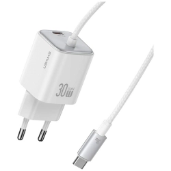 Ładowarka sieciowa USAMS JC Series CC264 30W GaN Mini Fast Charge 2xUSB-C biały