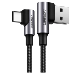 Kabel USB do USB-C, kątowy UGREEN US176, 3A, 2m (czarny)