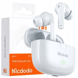 MCDODO SŁUCHAWKI BEZPRZEWODOWE DOUSZNE BLUETOOTH 5 Z MIKROFONEM ETUI BIAŁE