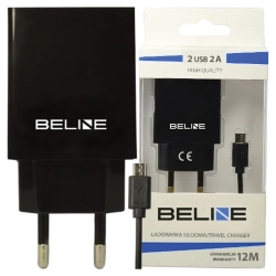 Beline Ład. siec. 2xUSB + microUSB 2Aczarna/black