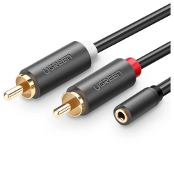 UGREEN AV102 Kabel 2x RCA (Cinch) jack 3.5 mm 1m (czarny)
