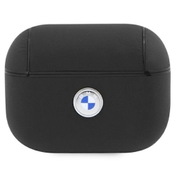 BMW BMAP2SSLBK AirPods Pro 2(2022/2023) cover czarny/black Geniune Leather Silver Logo