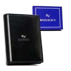 Skórzany, pionowy portfel męski bez zapięcia - Rovicky