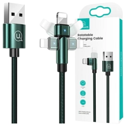 USAMS Kabel pleciony obrotowy U60 2ALightning zielony/green 1m SJ476USB02 (US-SJ476)