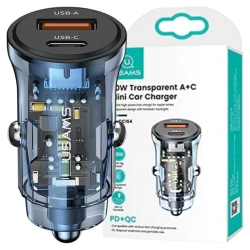 USAMS Ład. sam. 1xUSB+1xUSB-C C32 30WFast Charge niebieski/blue CC164CC02 (US-CC164)