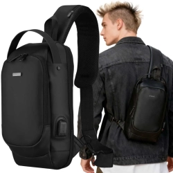 Saszetka męska na ramię crossbody ze skóry ekologicznej