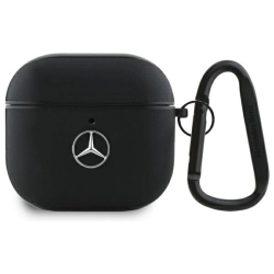 Mercedes MEA4CSLBK AirPods 4 cover       czarny/black Leather Metal Logo