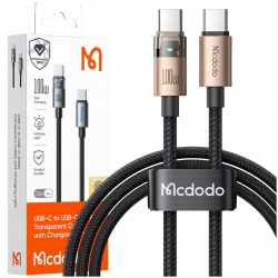 MCDODO KABEL USB-C SZYBKIE ŁADOWANIE USB TYP C 5A 100W 1M LED ZŁOTY