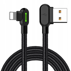 MCDODO KABEL KĄTOWY 90° LIGHTNING DWUSTRONNY DO IPHONE 11 12 13 14 LED 1M