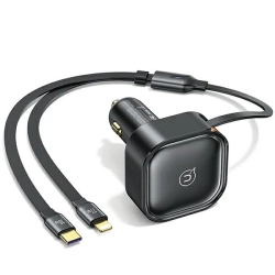 USAMS Ład. sam. ze zwijanym kablem1xUSB-C+1x Lightning C41 PD 30W Fast Charge czarny/black CC219CC01 (US-CC219)