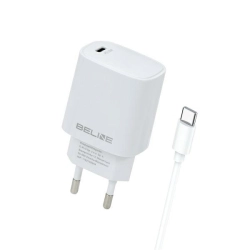 Beline Ład. siec. 1x USB-C 20W + kabelUSB-C biała /white PD 3.0  BLNCW20C