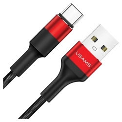 USAMS Kabel pleciony U5 2A USB-C czerwony/red 1,2m SJ221TC02 (US-SJ221)