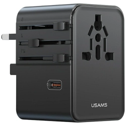 Ładowarka sieciowa USAMS Travel Adapter  CC310 3xUSB-C 70W 4w1 US/AU/EU/UK czarny