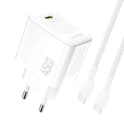 Ładowarka sieciowa Dudao A28C 45W GaN + kabel USB-C - biała Ładowarka sieciowa Dudao A28C 45W GaN + kabel USB-C - biała