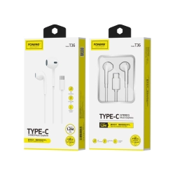FONENG słuchawki przewodowe T36 USB-C z mikrofonem 1.2M Biały