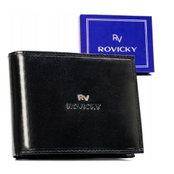 Duży, skórzany portfel męski bez zapięcia - Rovicky