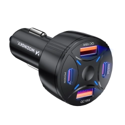 Ładowarka samochodowa Wozinsky WLS-04 60W 2xUSB-C 2xUSB-A - czarna Ładowarka samochodowa Wozinsky WLS-04 60W 2xUSB-C 2xUSB-A - czarna