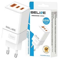 Beline Ład. siec. 2x USB-C + 1x USB 65Wbiały/white (only head) PD 3.0 + QC 3.0  BLN3CW65 GaN