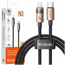 MCDODO KABEL USB-C SZYBKIE ŁADOWANIE DO IPHONE LIGHTNING 36W 1M LED ZŁOTY