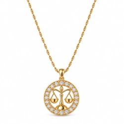 Naszyjnik ze znakiem zodiaku Waga zdobionym kryształkami Preciosa (C26/TAL/31/1AU)