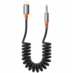 MCDODO KABEL AUX DO IPHONE X 14 PRZEJŚCIÓWKA ADAPTER LIGHTNING MINI JACK SPIRALNY SPRĘŻYNOWY 2M