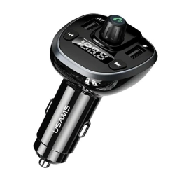 USAMS Zestaw głośnomówiący C21z transmiterem FM, Bluetooth 5.0, MP3, 2xUSB 3,4A czarny/black CC115GC01 (US-CC115)