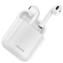 USAMS Słuchawki Bluetooth 5.0 TWS LUseries bezprzewodowe biały/white BHULU01 (US-LU001)