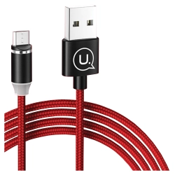 USAMS Kabel magnetyczny U-Sure lightning1m 2.1A pleciony czerwony/red SJ292USB02 (US-SJ292)