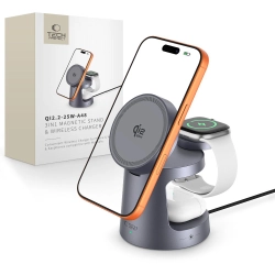 TECH-PROTECT A48 3IN1 MAGNETIC MAGSAFE WIRELESS CHARGER 25W QI2.2 DARK GREY TECH-PROTECT A48 3IN1 MAGNETIC MAGSAFE WIRELESS CHARGER 25W QI2.2 DARK GREY