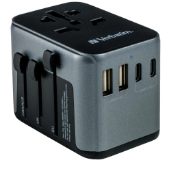 Verbatim Adapter podróżny EU/UK/US2xUSB-A/2xUSB-C PD 30W UTA-03 czarny/black 49545 Verbatim Adapter podróżny EU/UK/US2xUSB-A/2xUSB-C PD 30W UTA-03 czarny/black 49545