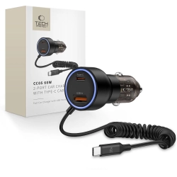 TECH-PROTECT CC05 2-PORT CAR CHARGER PD60W + CABLE BLACK TECH-PROTECT CC05 2-PORT CAR CHARGER PD60W + CABLE BLACK