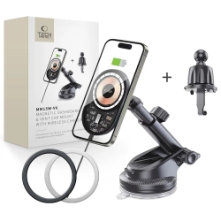 TECH-PROTECT MM15W-V6 MAGNETIC MAGSAFE DASHBOARD & VENT CAR MOUNT WIRELESS CHARGER 15W BLACK/INTERIOR TECH-PROTECT MM15W-V6 MAGNETIC MAGSAFE DASHBOARD & VENT CAR MOUNT WIRELESS CHARGER 15W BLACK/INTERIOR