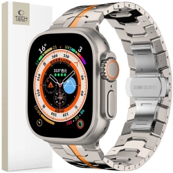 TECH-PROTECT STAINLESS LINE APPLE WATCH 6 / 7 / 8 / 9 / 10 / SE / ULTRA 1 / 2 (44 / 45 / 46 / 49 MM) TITANIUM/ORANGE