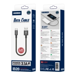 JELLICO kabel B28 USB-C 3.1A 0.3M Czarny