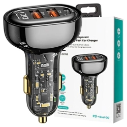 USAMS Ład. sam. 2xUSB+1xUSB-C 125WFast Charge transparent black CC158CC01 (US-CC158)