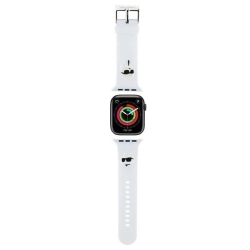 Karl Lagerfeld Pasek KLAWMSLKCNH AppleWatch 38/40/41mm biały/white strap 3D Rubber Karl&Choupette Heads