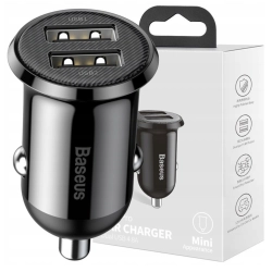 Ładowarka samochodowa Baseus Grain Pro 2x USB 4.8A (czarna) Ładowarka samochodowa Baseus Grain Pro 2x USB 4.8A (czarna)