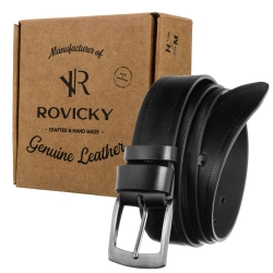 Skórzany pasek męski do garnituru Rovicky elegancki