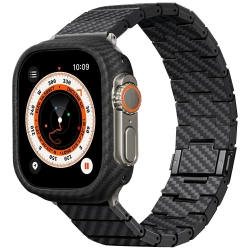 Pasek PITAKA Carbon Fiber Modern do      Apple Watch 1/2/3/4/5/6/7/8/9/10/11/SE/SE 3/Ultra/Ultra 2/Ultra 3 czarno szary