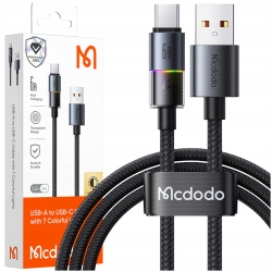 MCDODO KABEL USB-A USB-C SZYBKIE ŁADOWANIE USB TYP C 6A 100W 1M LED CZARNY