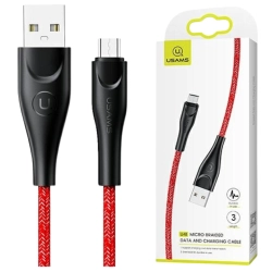 USAMS Kabel pleciony U41 microUSB 3m2A czerwony/red SJ399USB02 (US-SJ399) Fast Charge