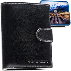 Portfel męski elegancki skórzany klasyczny Peterson z RFID STOP na prezent