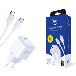 Accessories - 3mk Hyper Charger PD 25W+USB Cable C to C White Accessories - 3mk Hyper Charger PD 25W+USB Cable C to C White