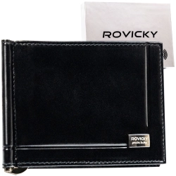 Banknotówka portfel skórzany Rovicky ultra slim cienki banknoty karty RFID
