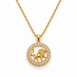 Naszyjnik ze znakiem zodiaku Lew zdobionym kryształkami Preciosa (C26/TAL/31/7AU)